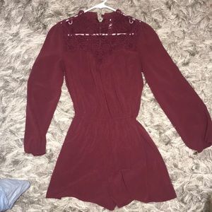 Maroon Romper with Long sleeves fancy causal